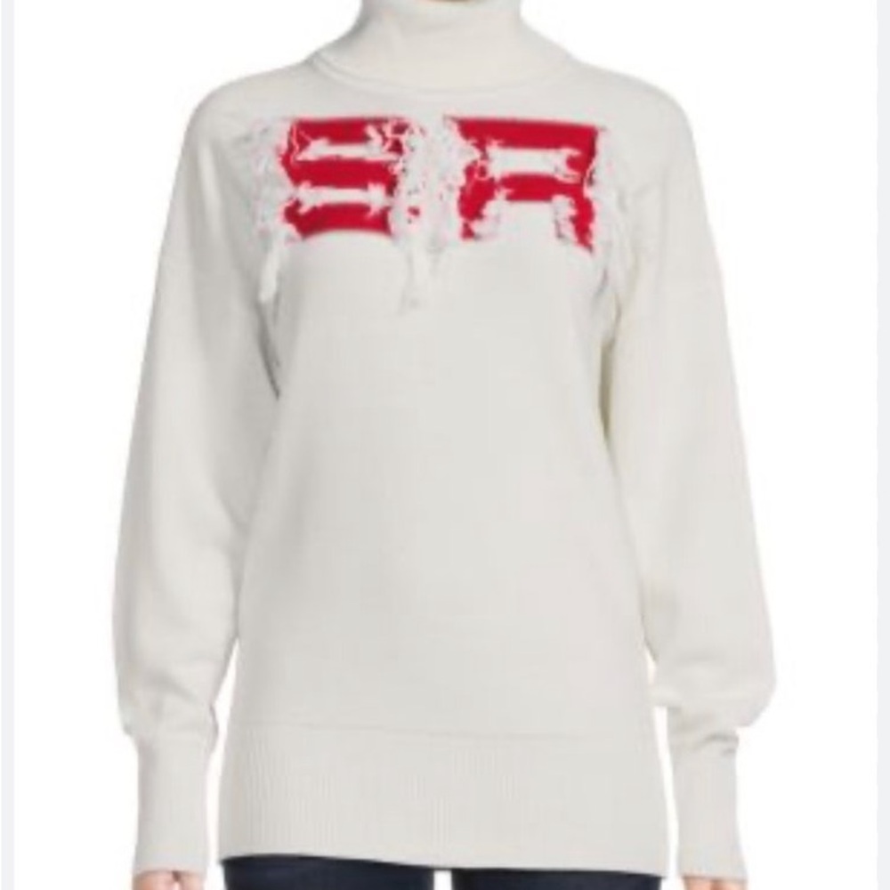 Sonia Rykiel White Turtleneck with Bold Red Accents